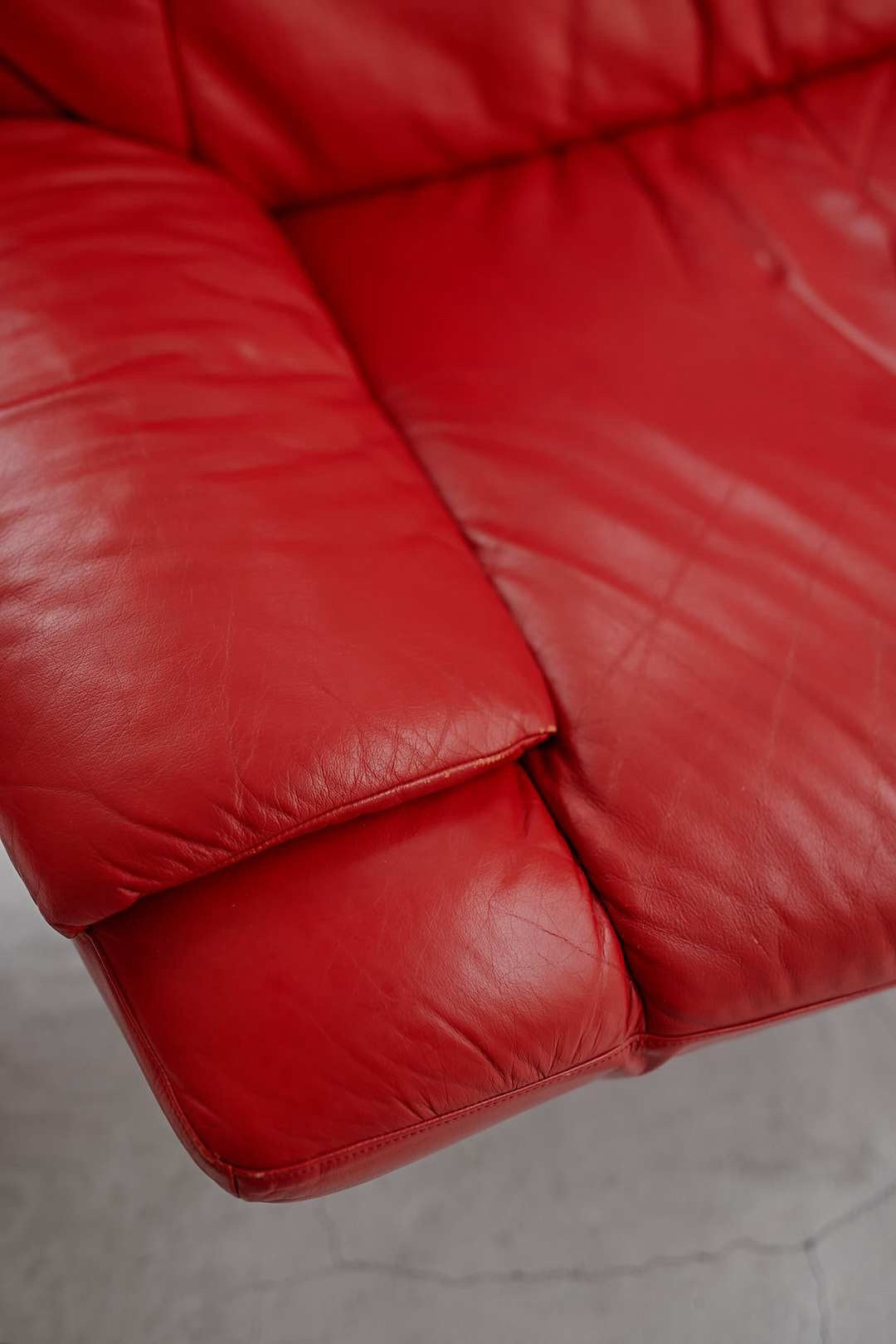 Puffy Red Leather Sofa
