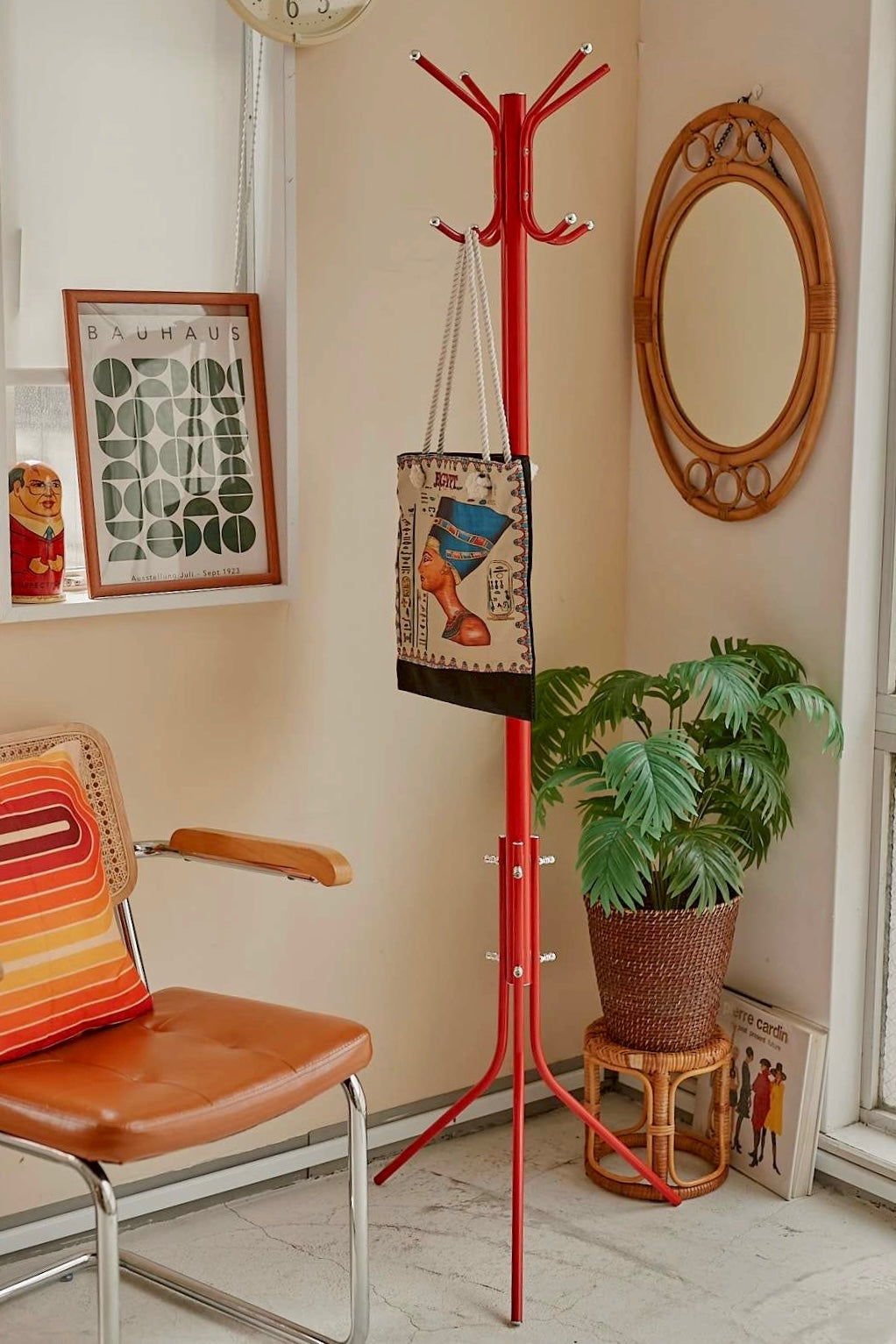 Red Metal Coat Stand