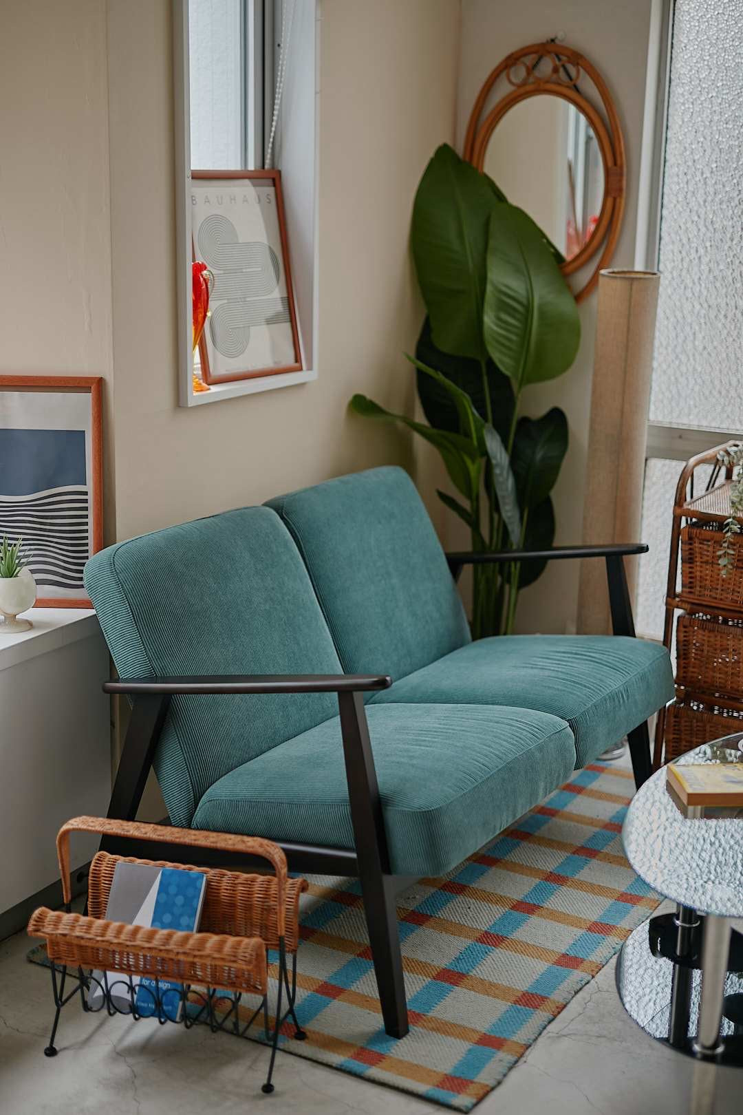 Blue Green Corduroy Sofa