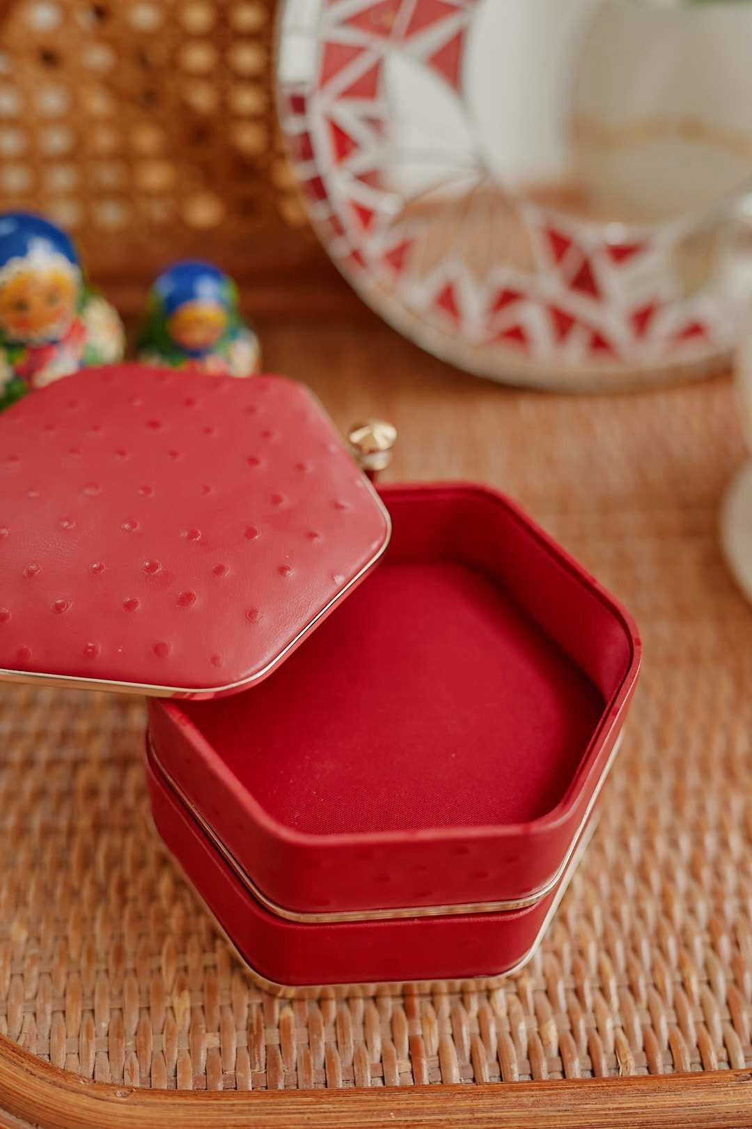 Red Hexagon Jewelry Case