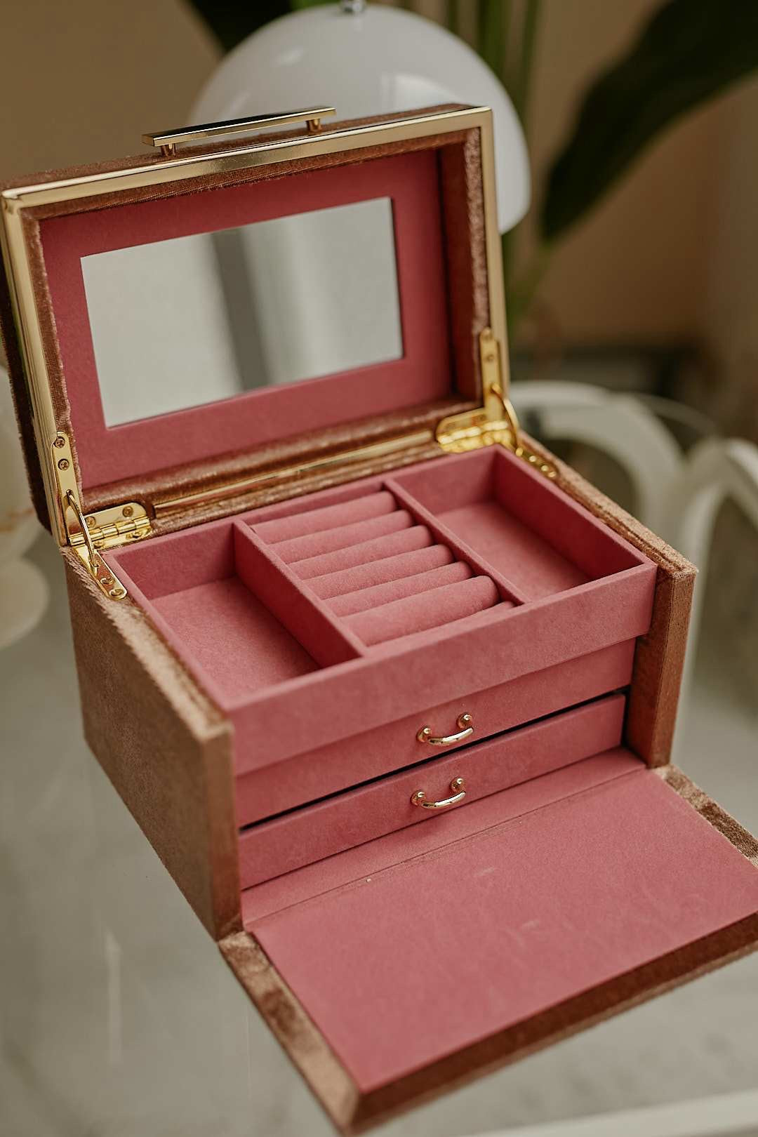 Pink Velvet Jewelry Box