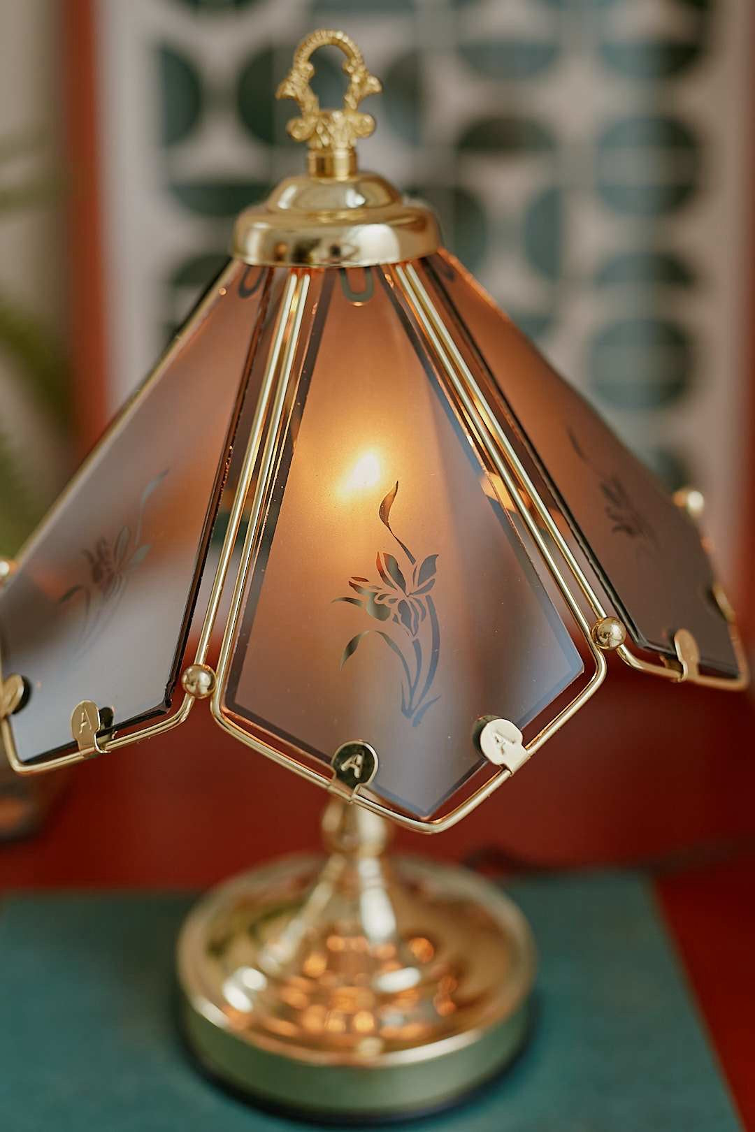 Smoked Glass Flower Touch Lamp