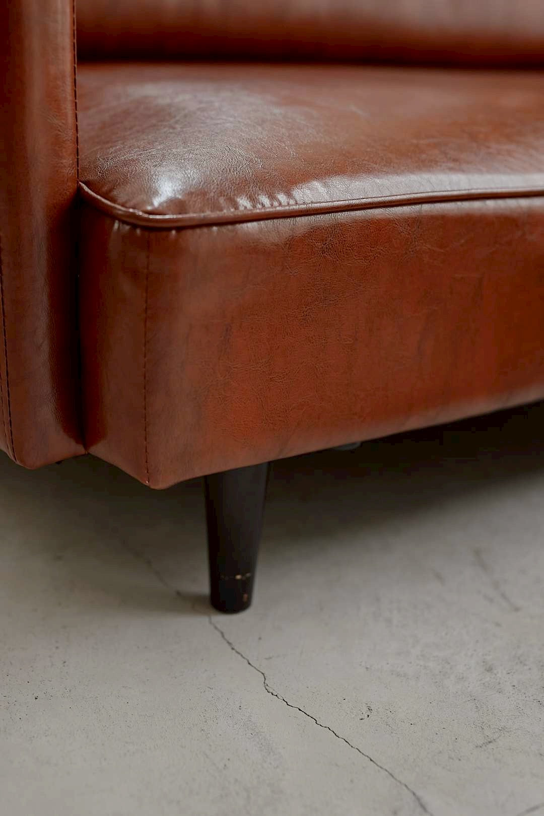 Vintage Brown Lounge Sofa & Ottoman