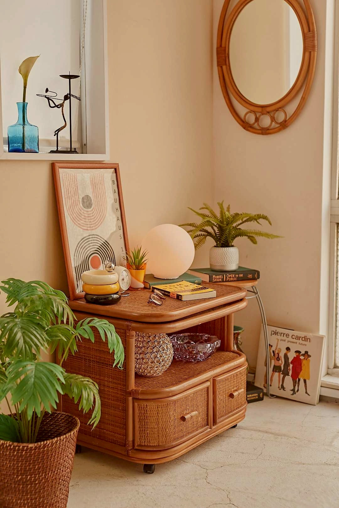 Rattan low cabinet
