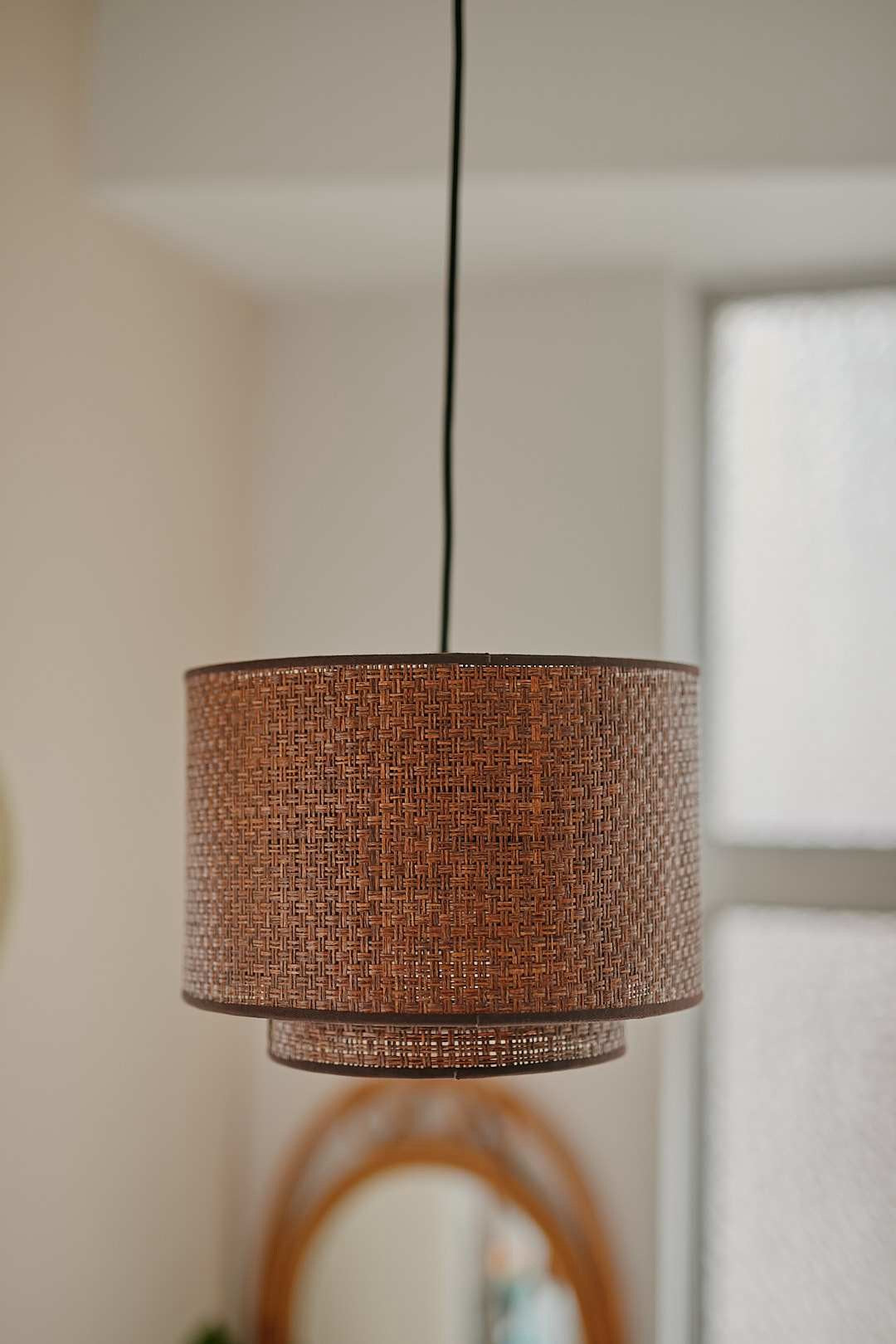 Double Rattan Pendant Light