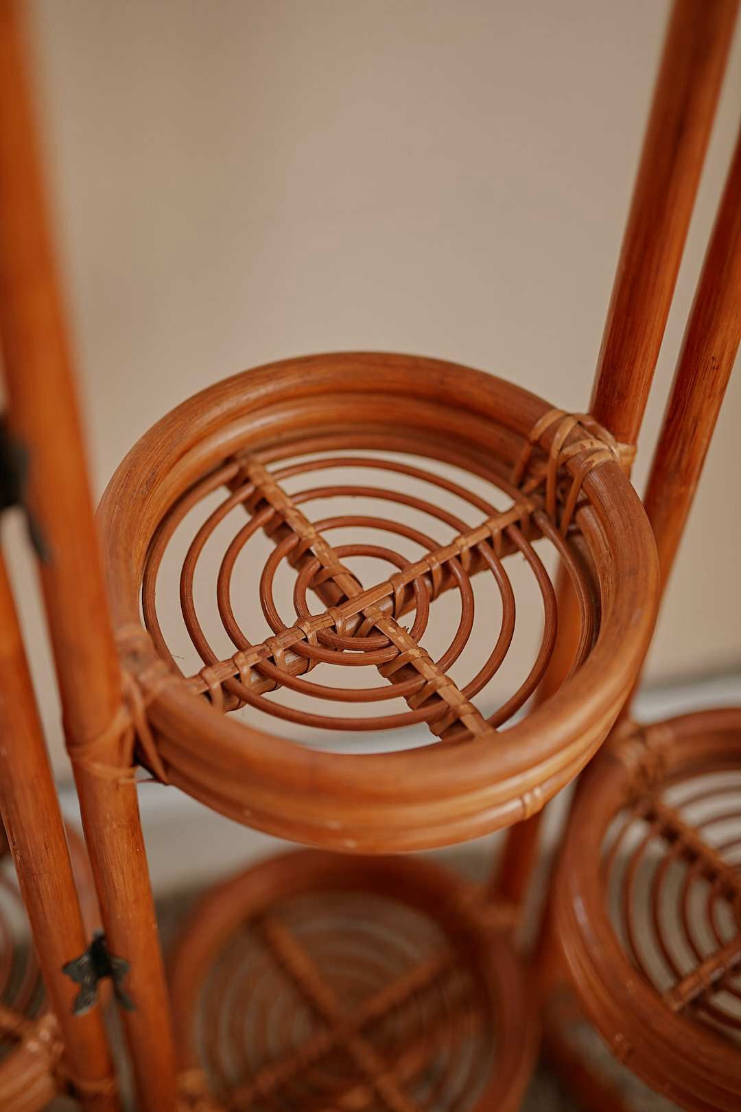 Folding Rattan Plant Stand