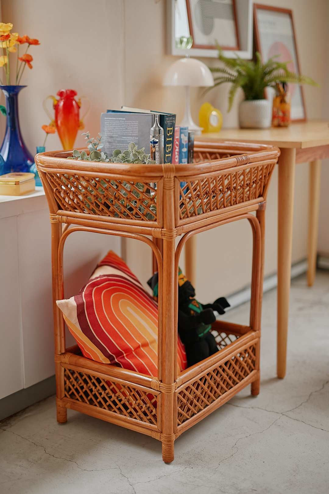 Rattan Double Basket Rack