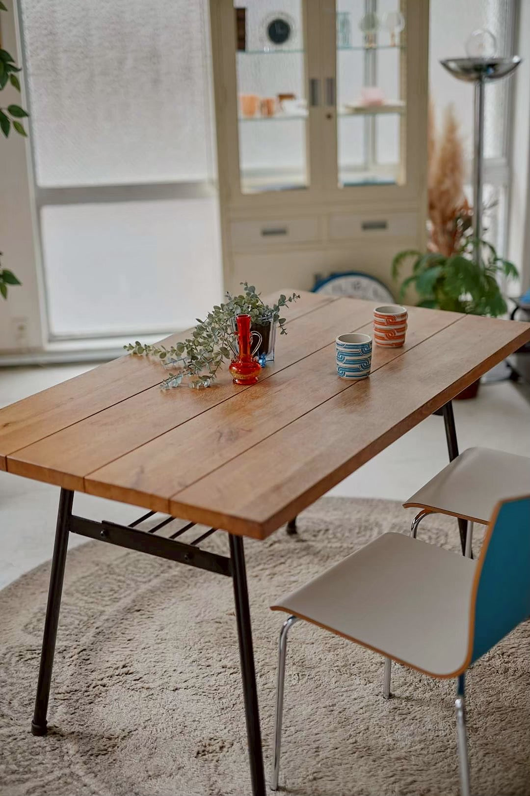 Natural wood dining table