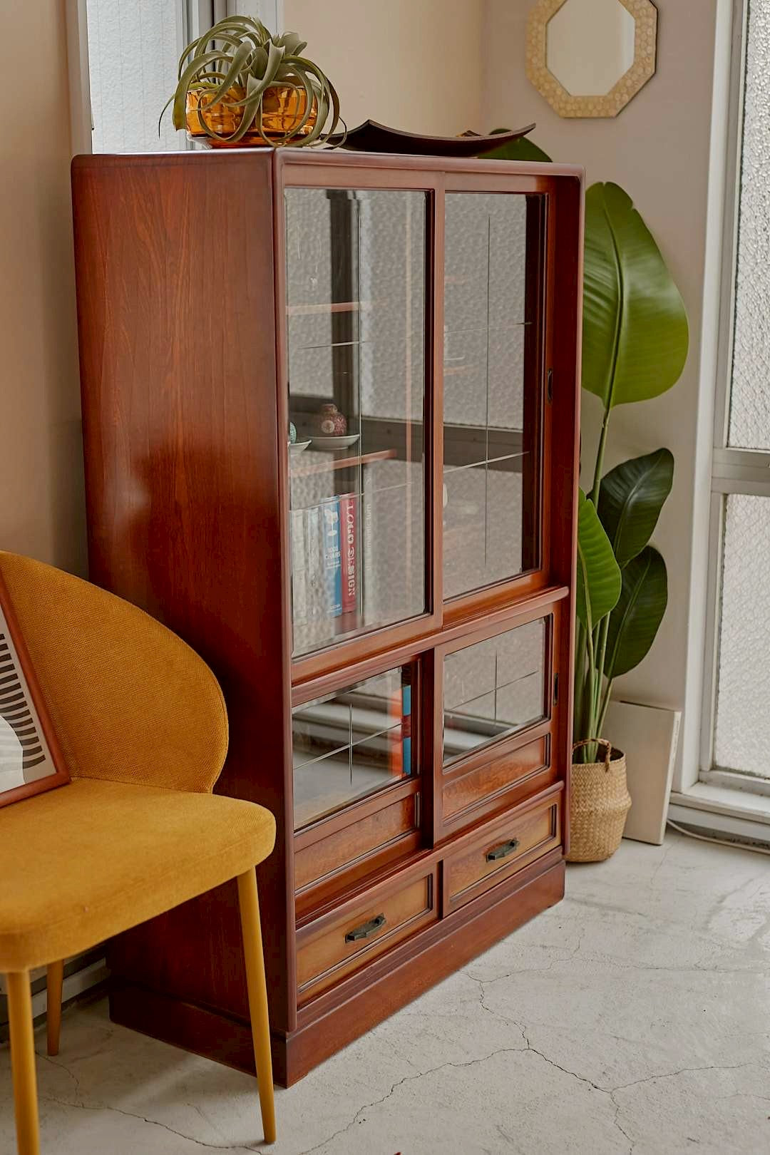 Modern cross glass cabinet