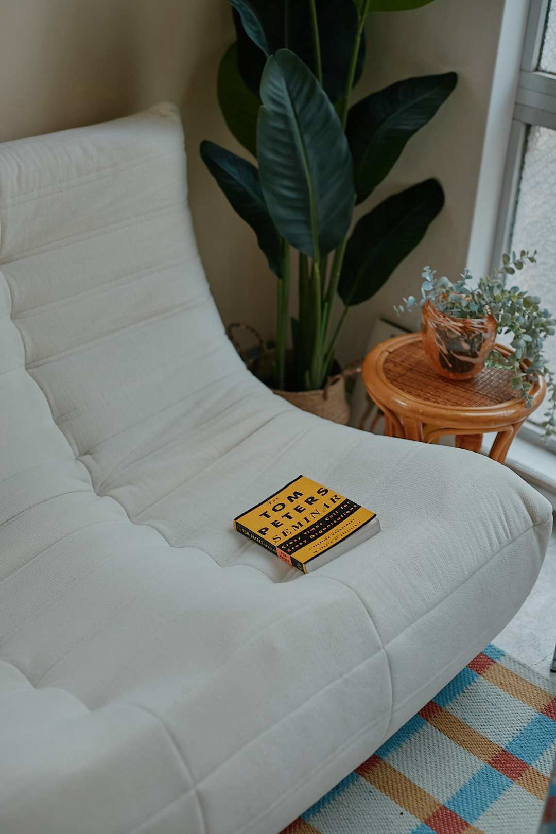 Sculptural White Low Sofa