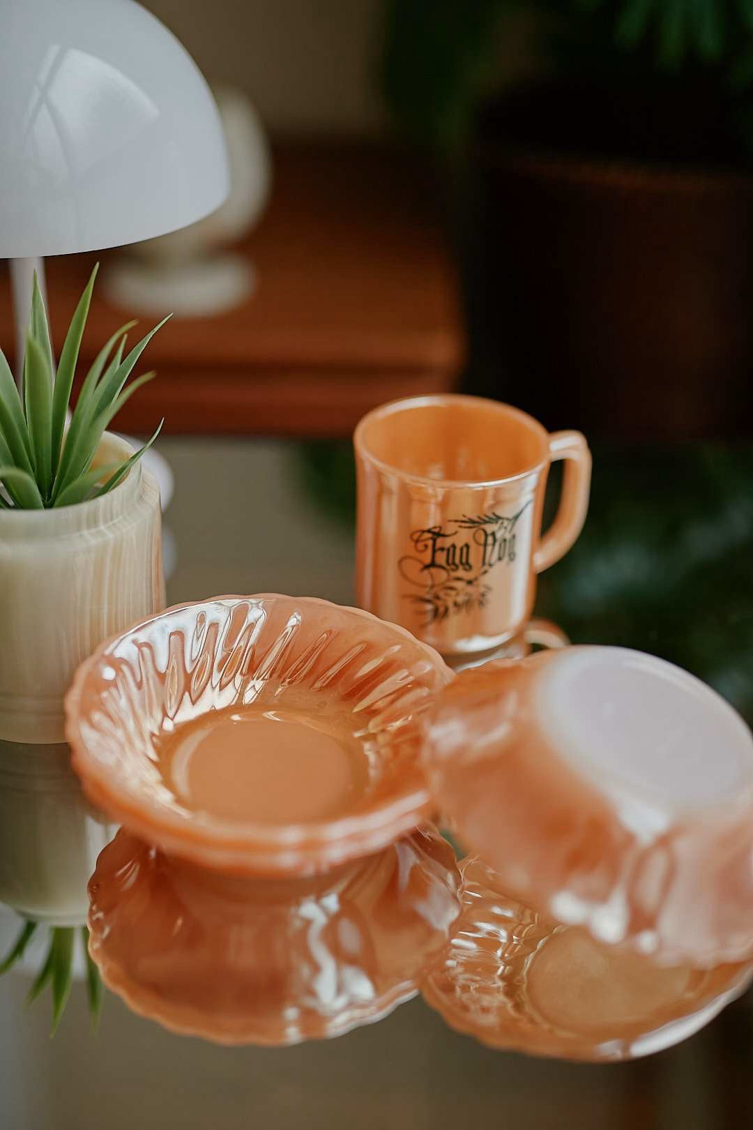 Fire-King Peach Lustre Shell Bowl