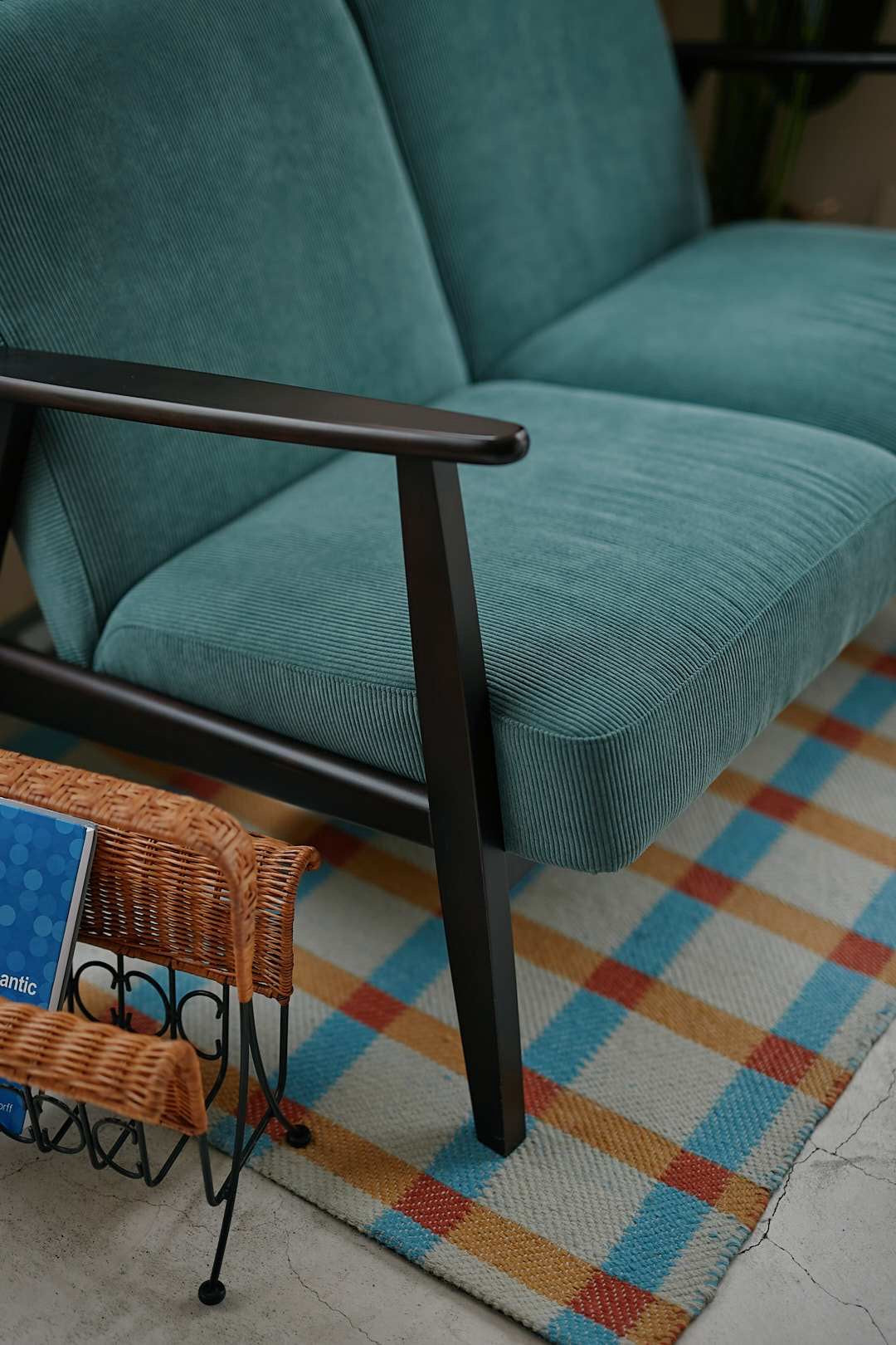 Blue Green Corduroy Sofa