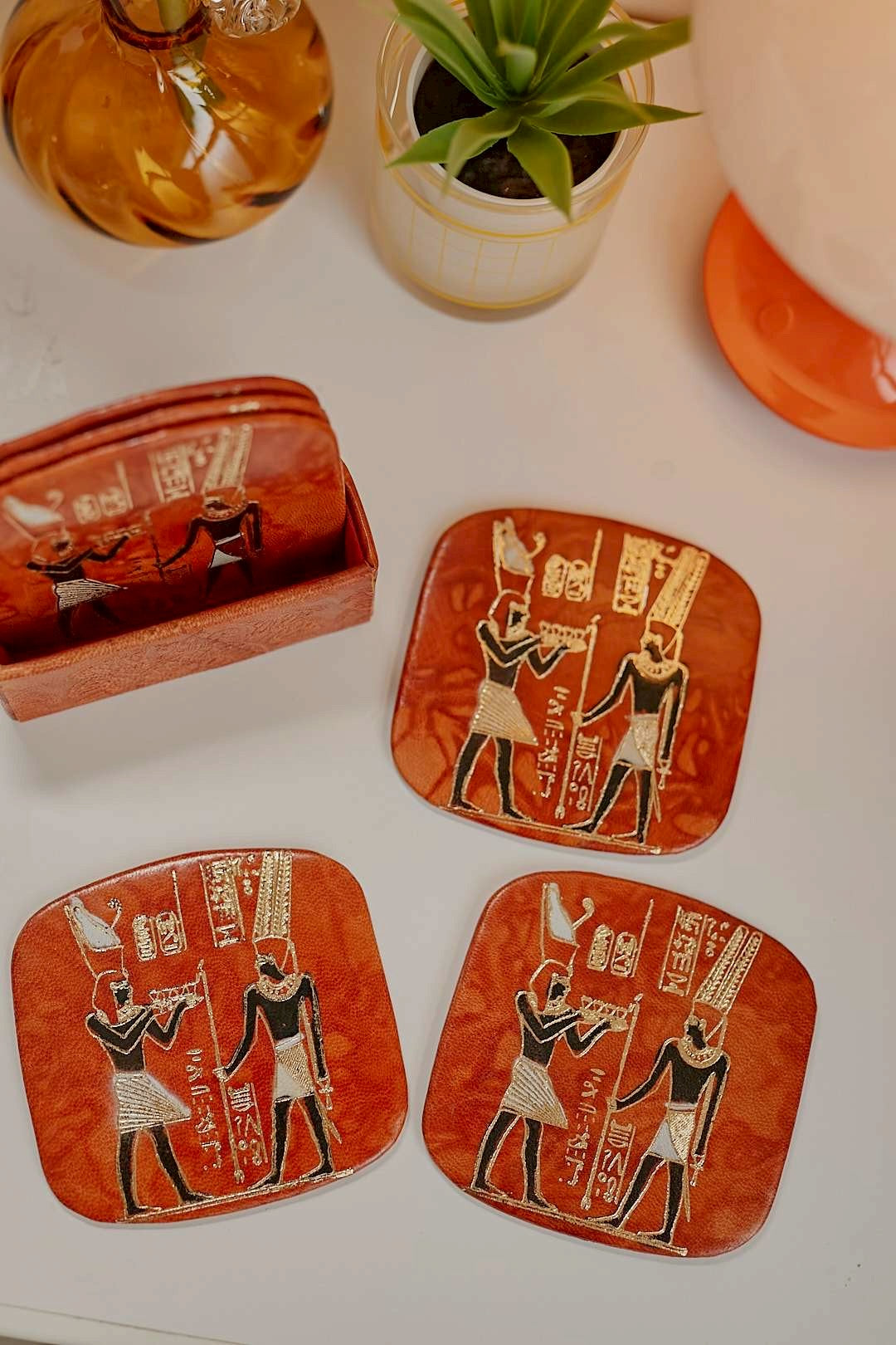 Egyptian leather coaster