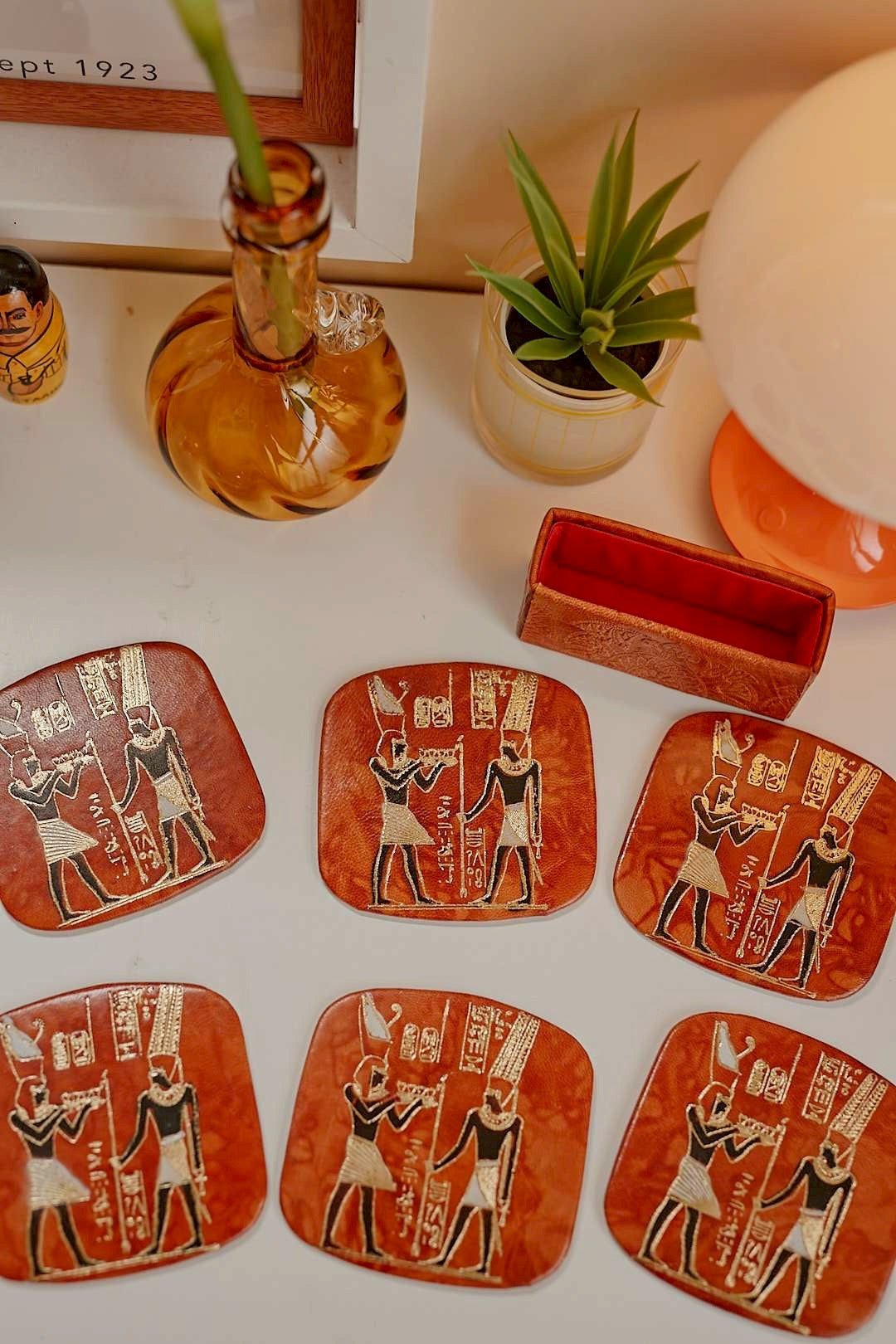 Egyptian leather coaster