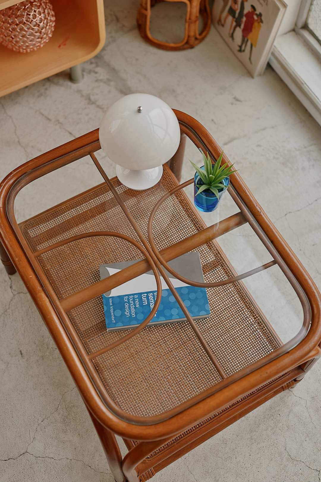 Rattan GlassTop Center Table