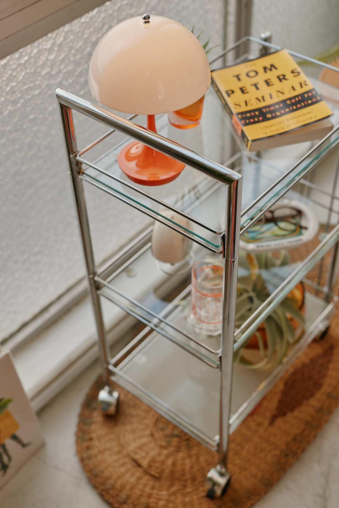 Glass shelf caster wagon