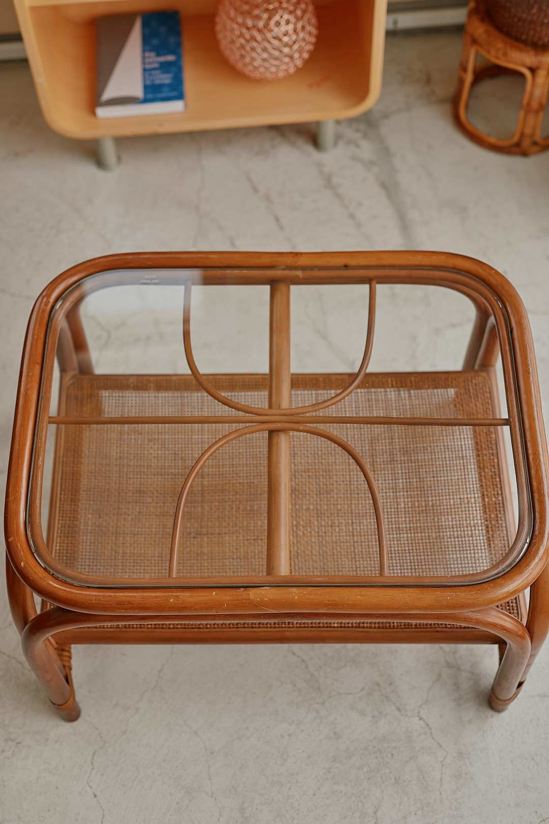 Rattan GlassTop Center Table