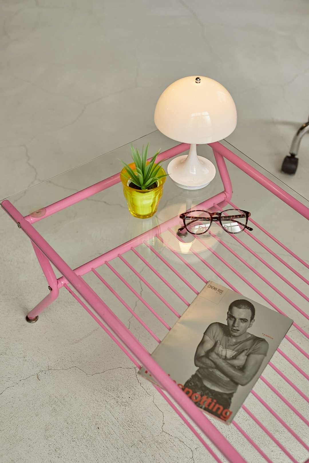 Pink Frame Glass Table