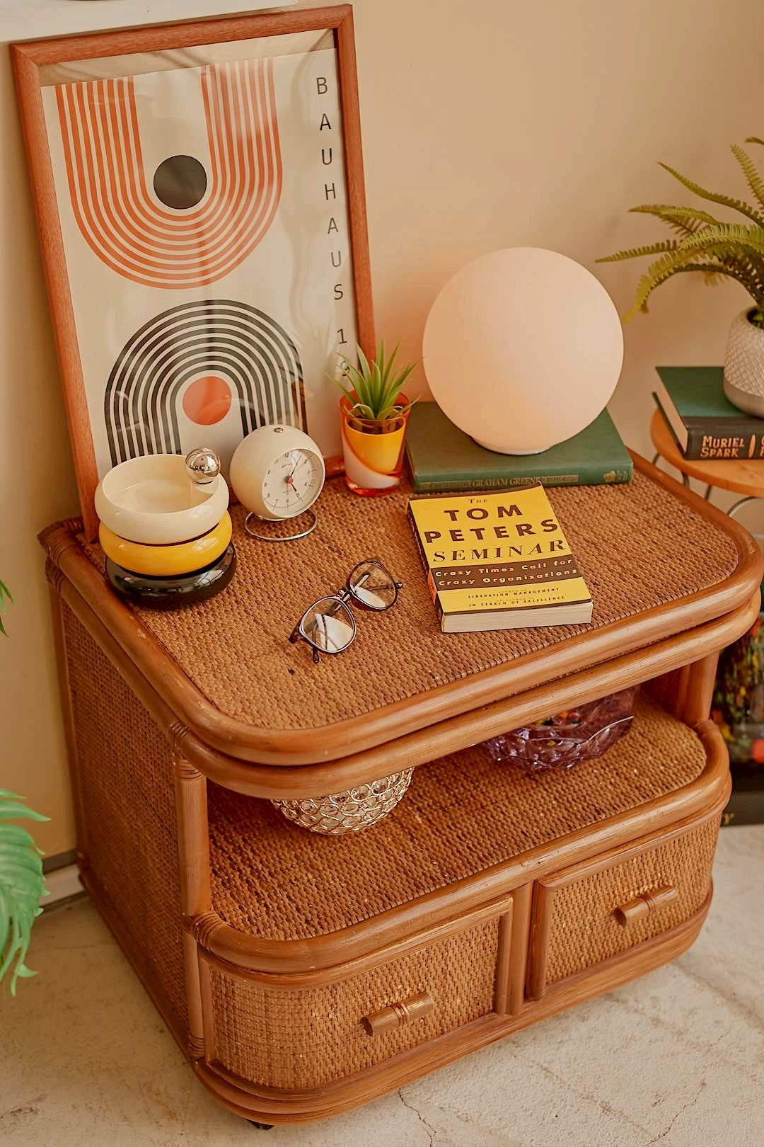 Rattan low cabinet