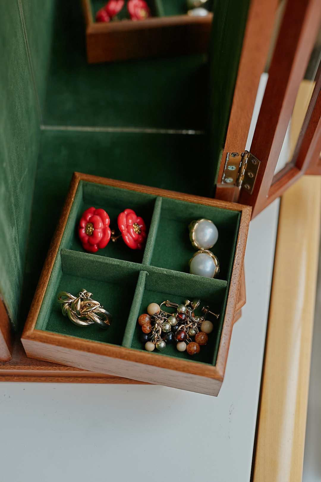 Glass door jewelry cabinet