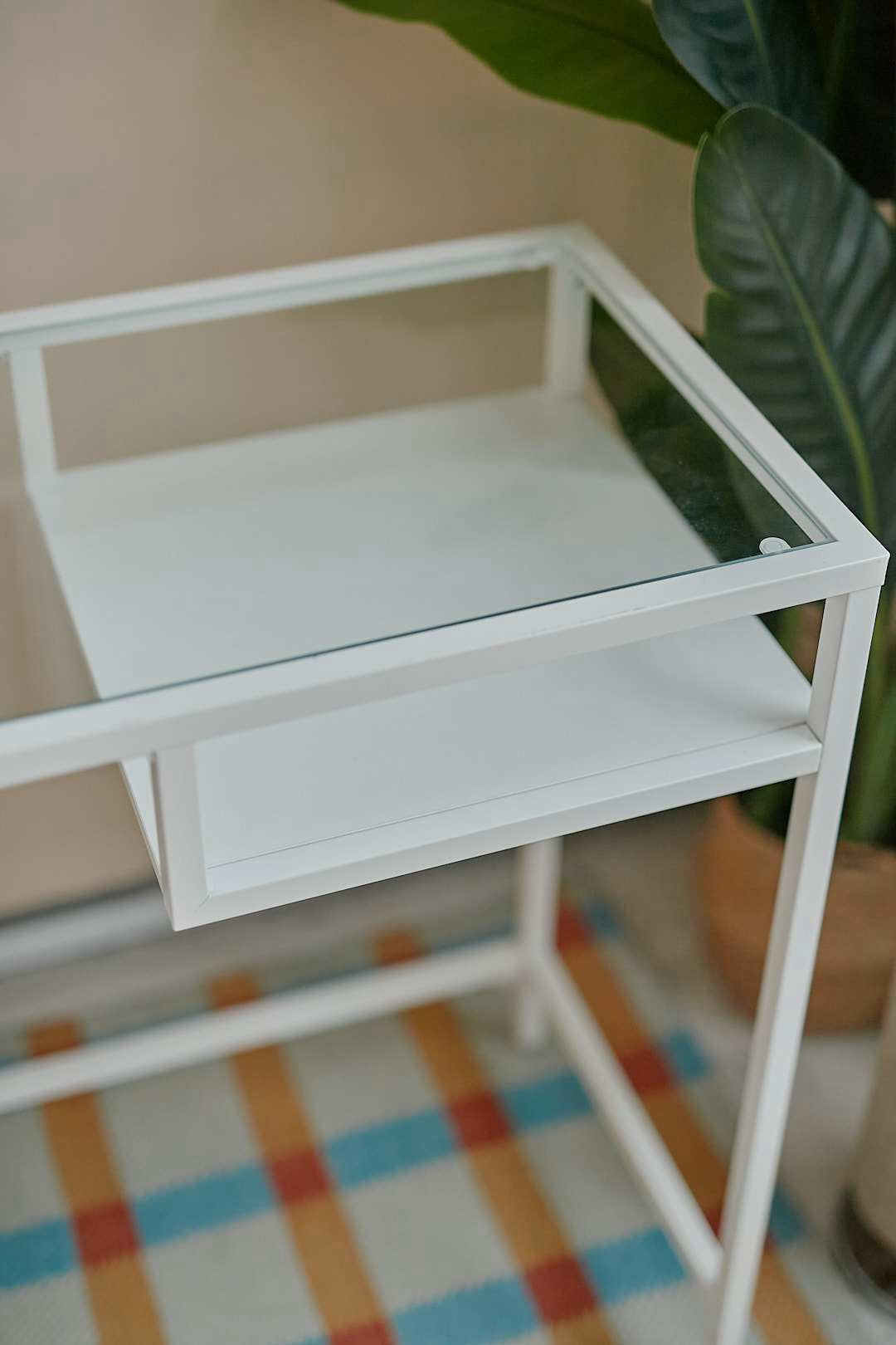White Frame Glass Desk