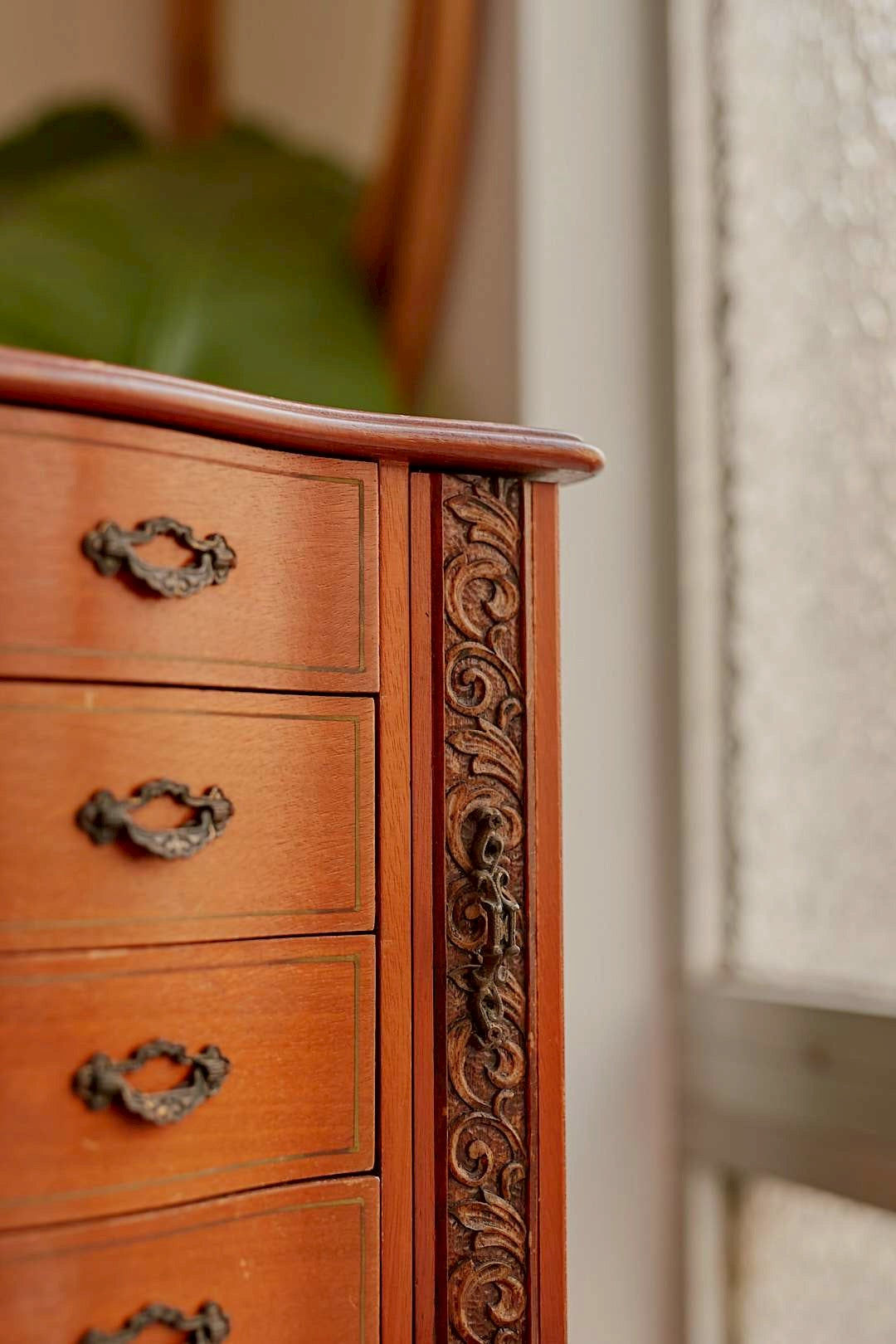 Wood Carved Jewelry Chest