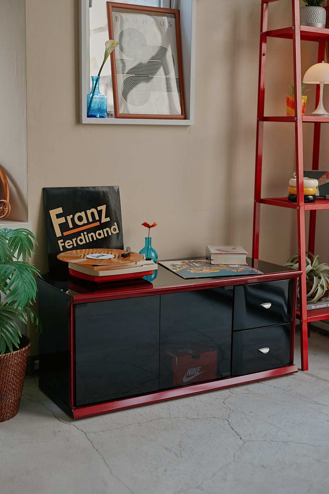 Black & Red Glass Cabinet