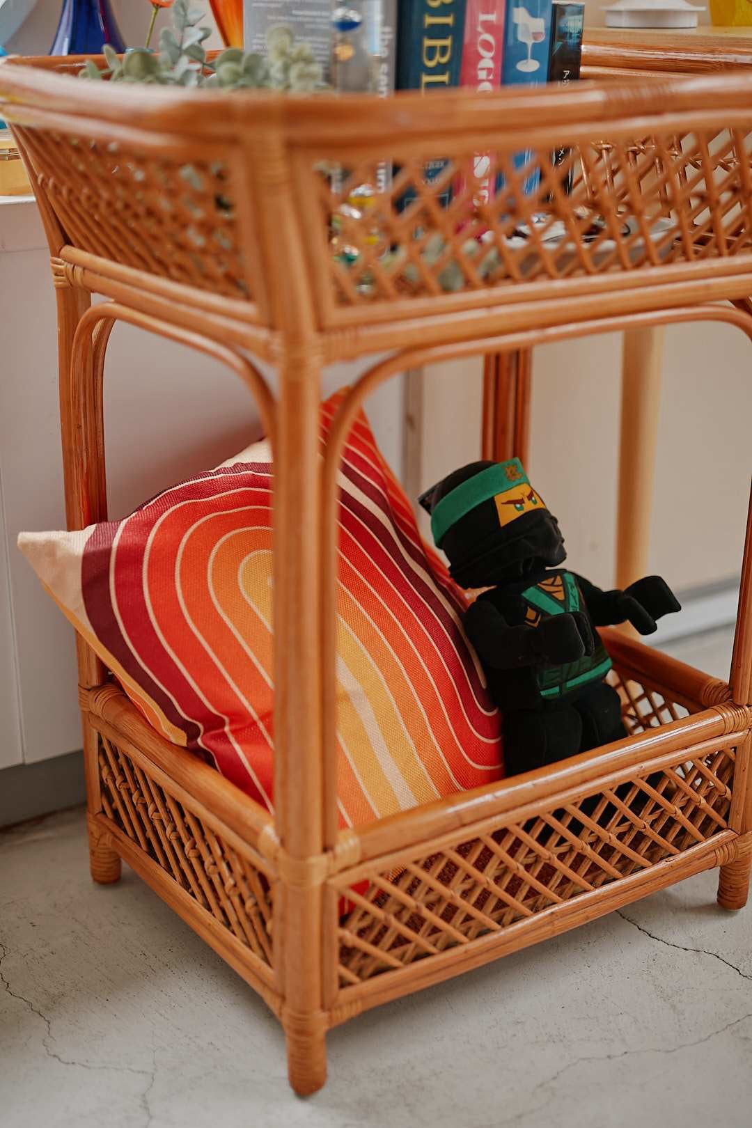 Rattan Double Basket Rack