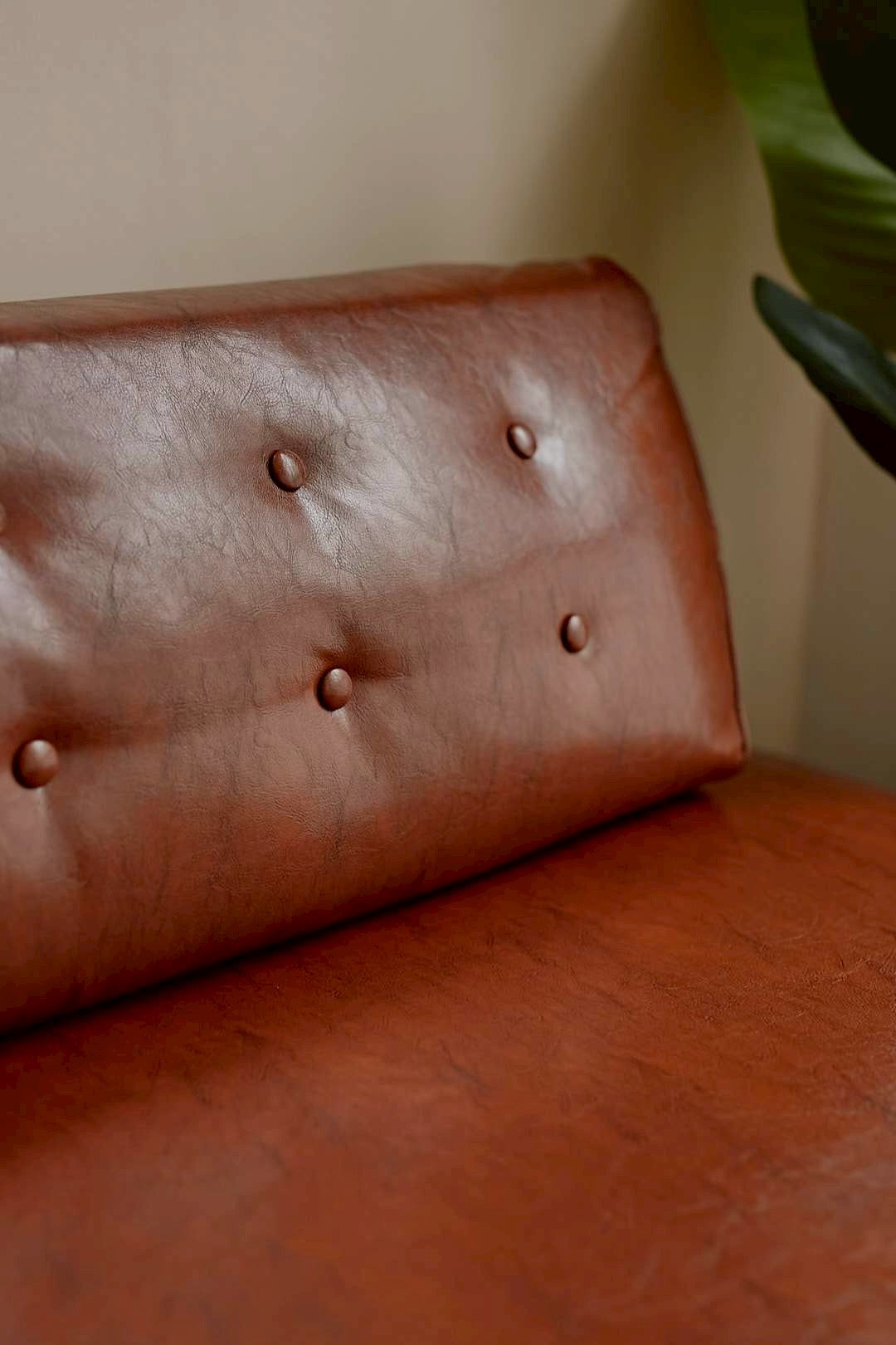 Vintage Brown Lounge Sofa & Ottoman