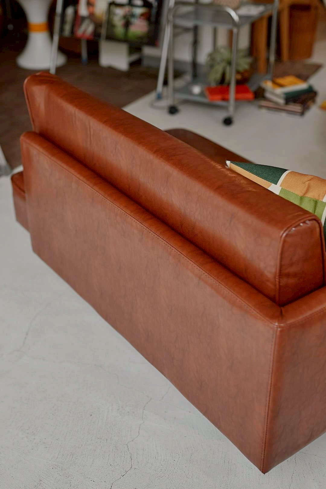 Vintage Brown Lounge Sofa & Ottoman