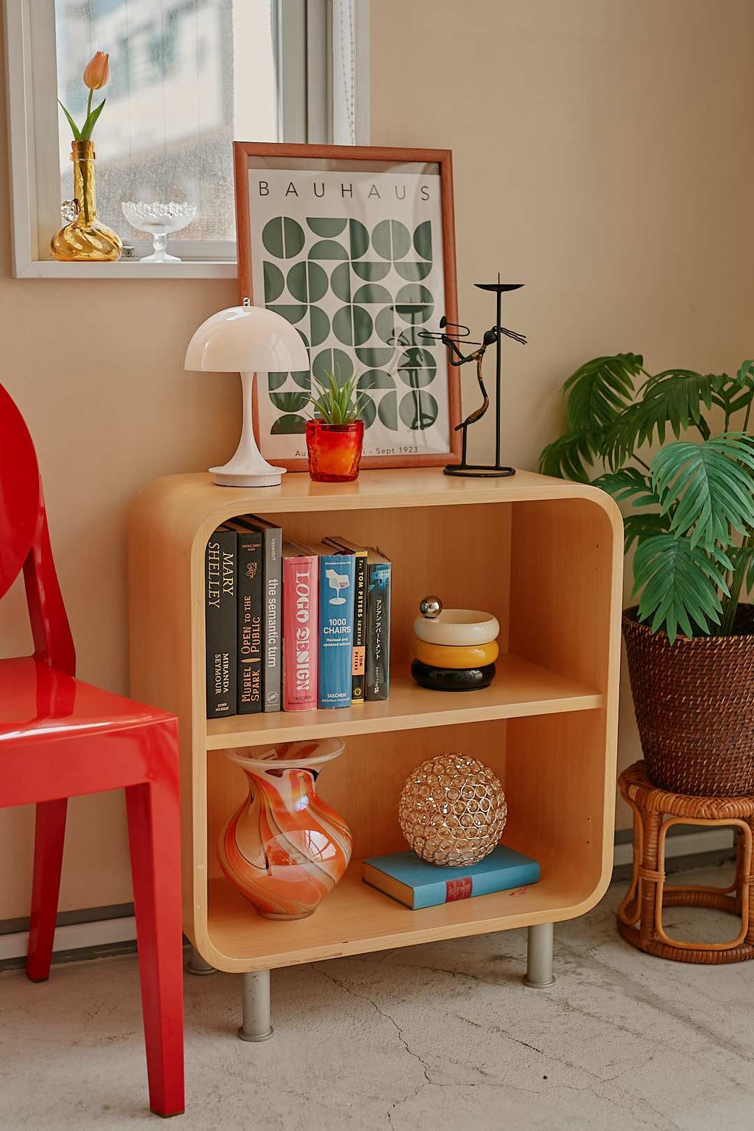 Natural Wood Arch Open Shelf