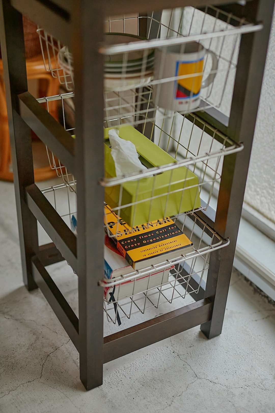 Wire Basket Tile Top Wagon