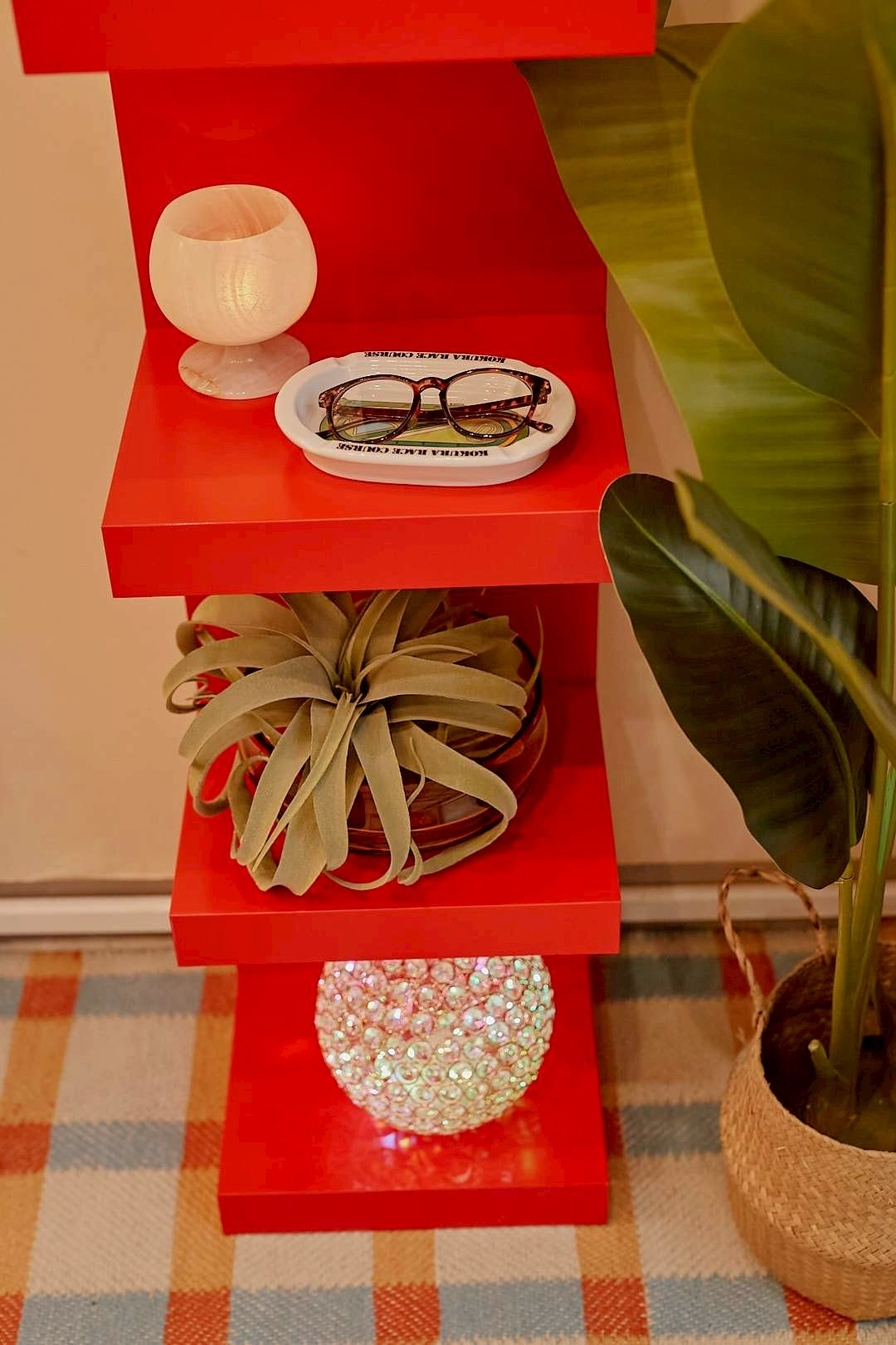Red Step Display Shelf