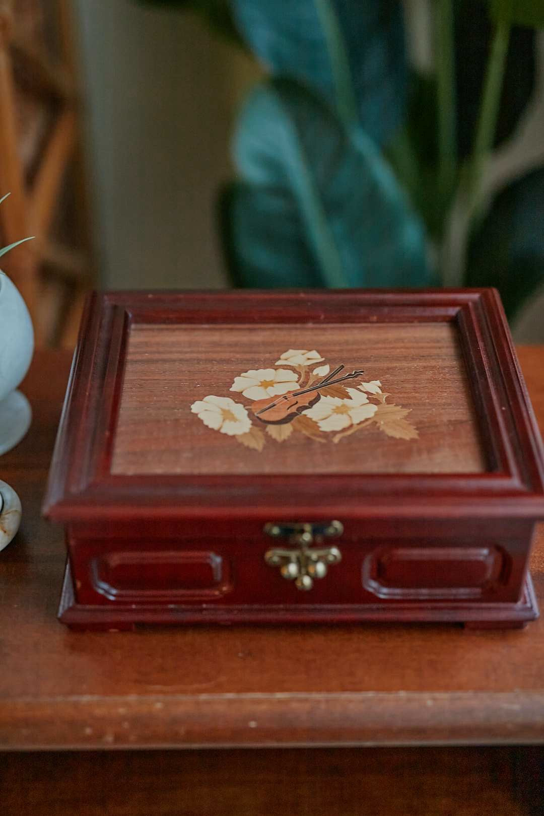 Wood Flower Jewelry Case