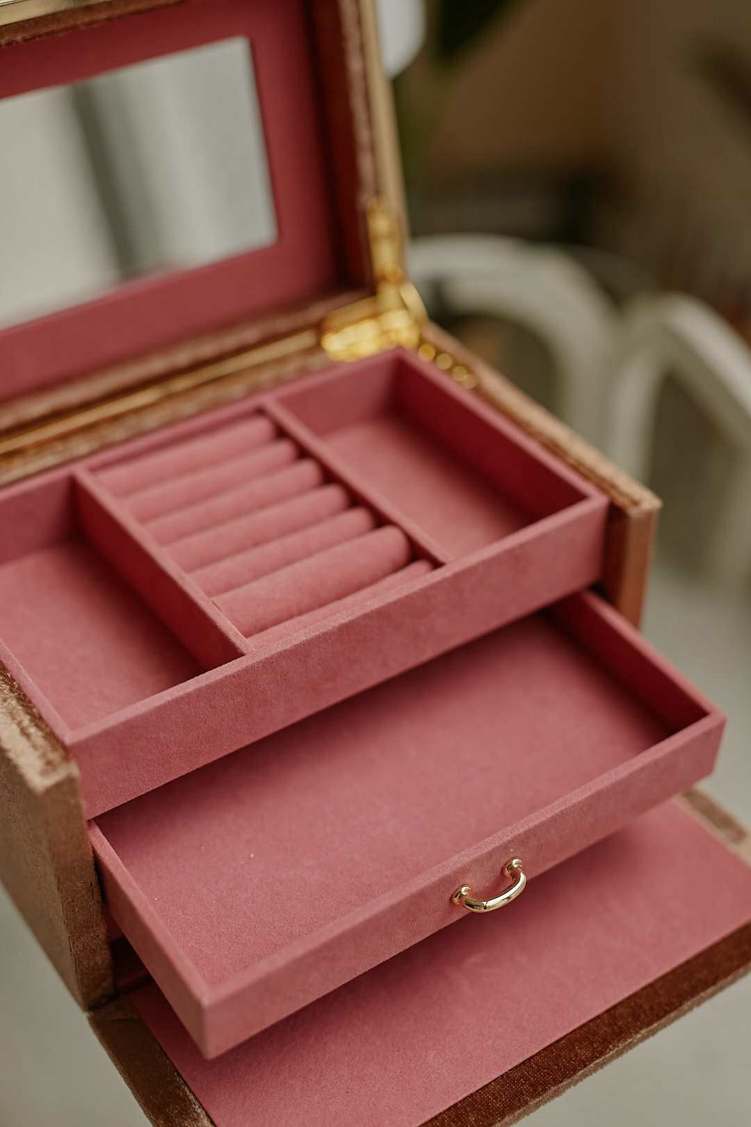 Pink Velvet Jewelry Box