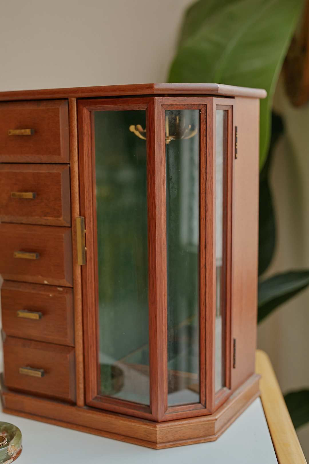 Glass door jewelry cabinet