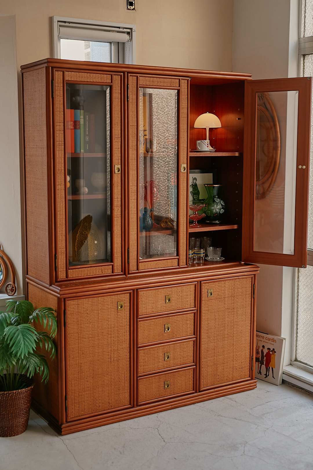 Hand woven rattan cupboard