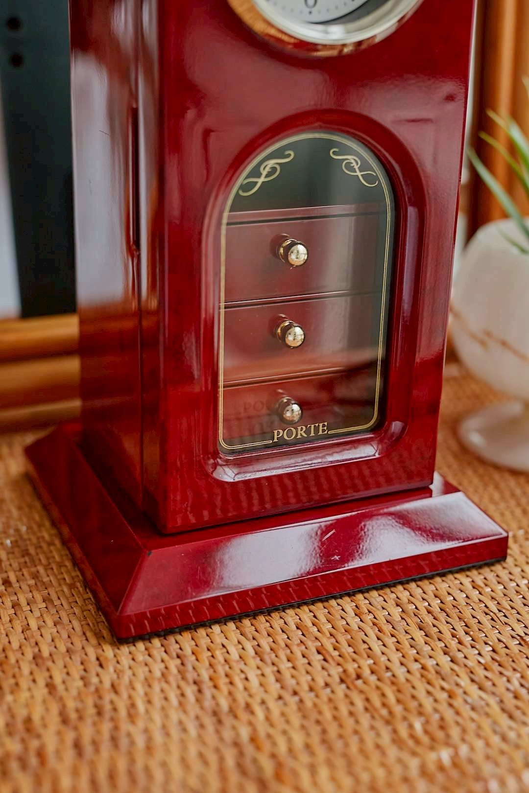 Wine Red Jewelry Clock Box