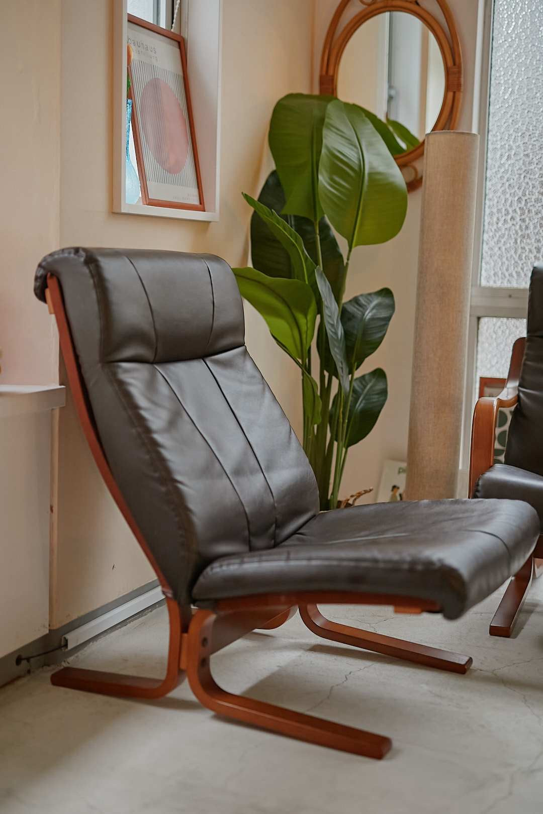 冨士ファニチアCurve Wood Leather Sofa