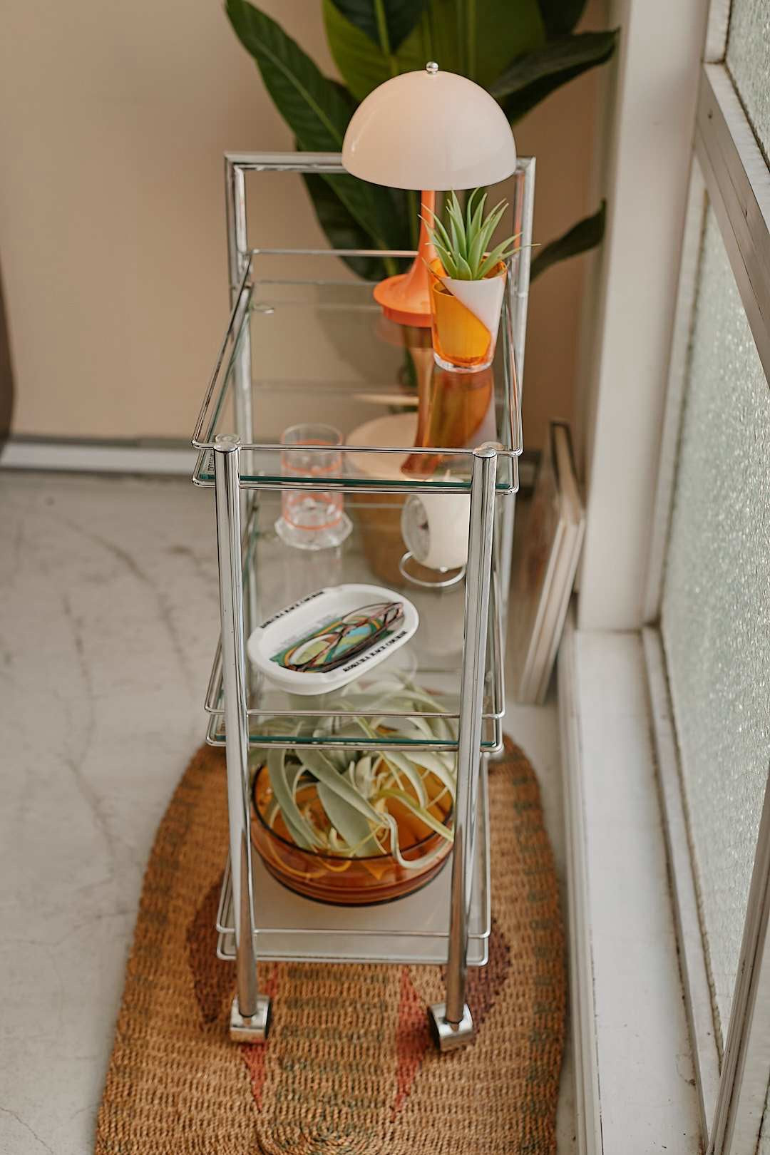 Glass shelf caster wagon