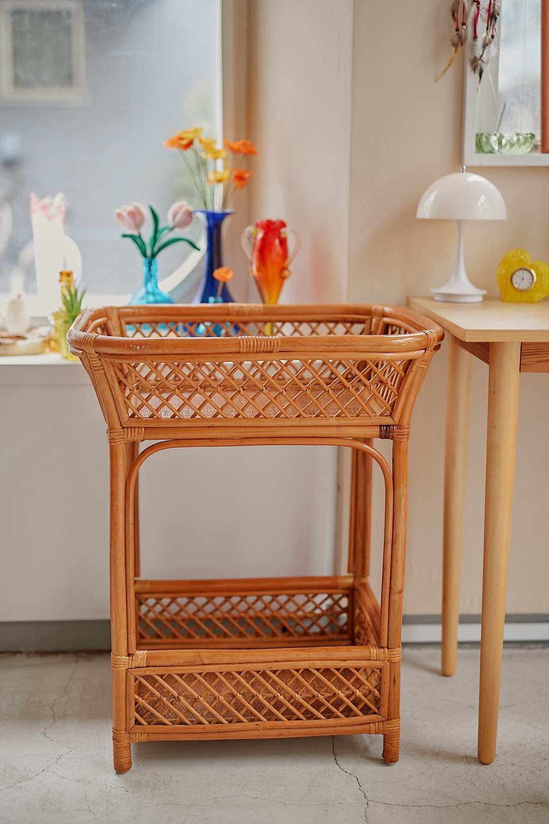 Rattan Double Basket Rack