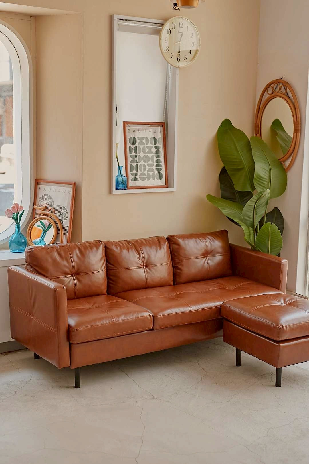BrownLeather Ottoman Sofa