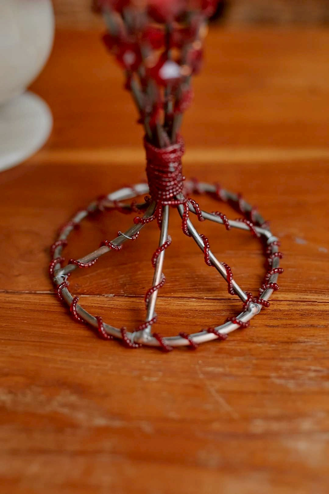 Red beads candle stand
