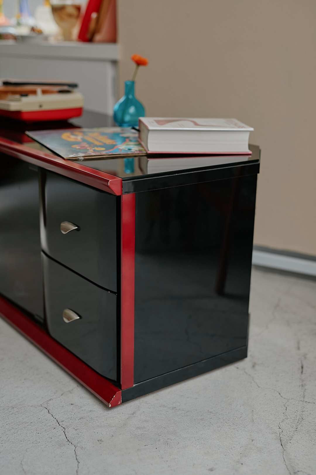 Black & Red Glass Cabinet