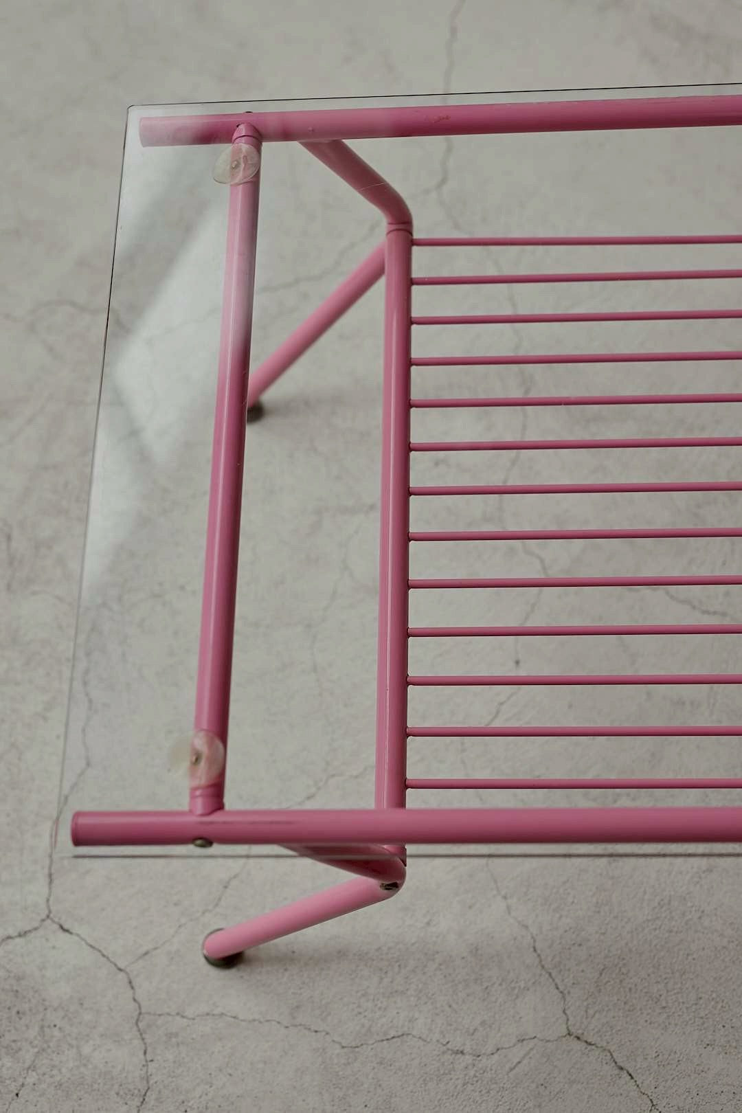 Pink Frame Glass Table