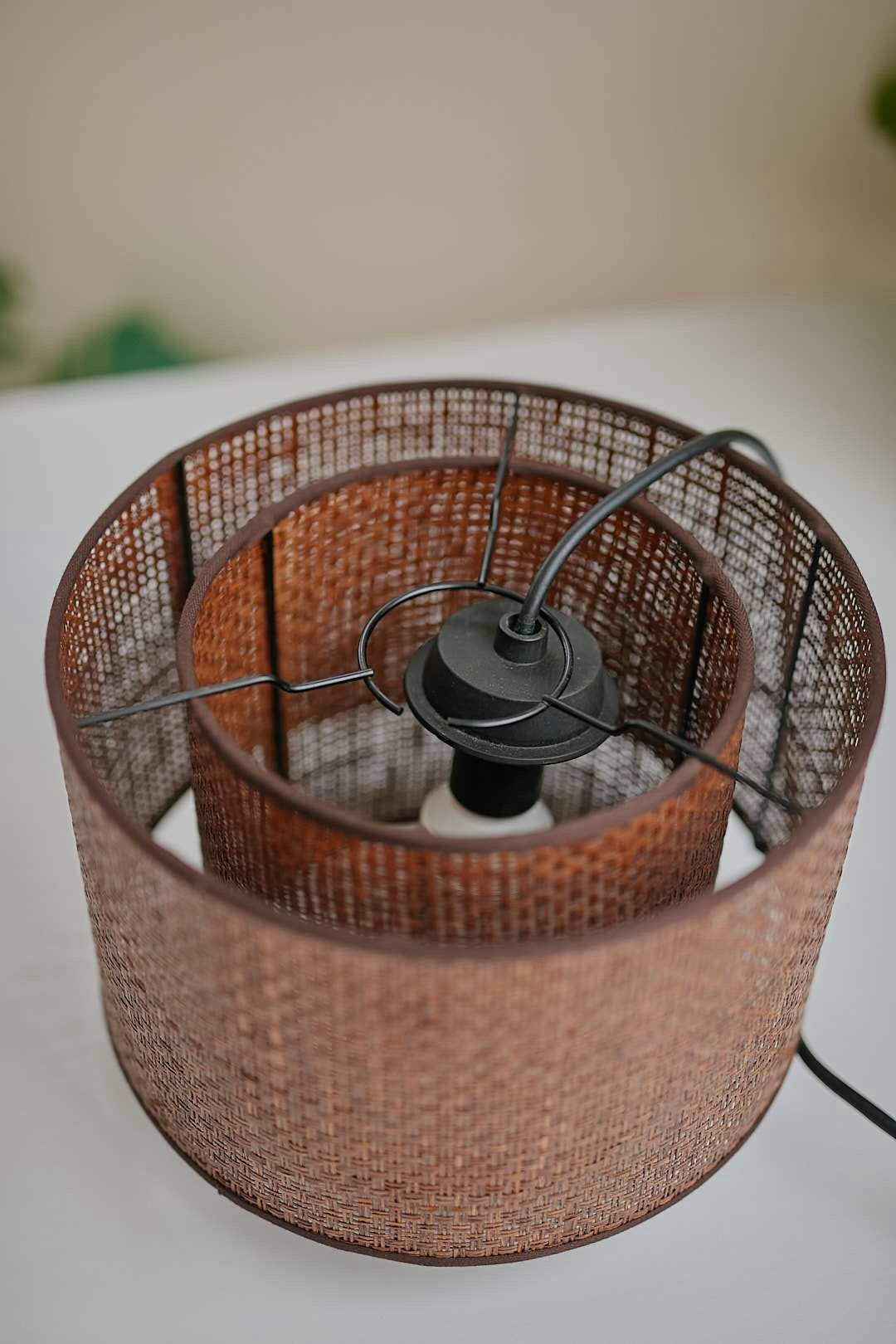 Double Rattan Pendant Light