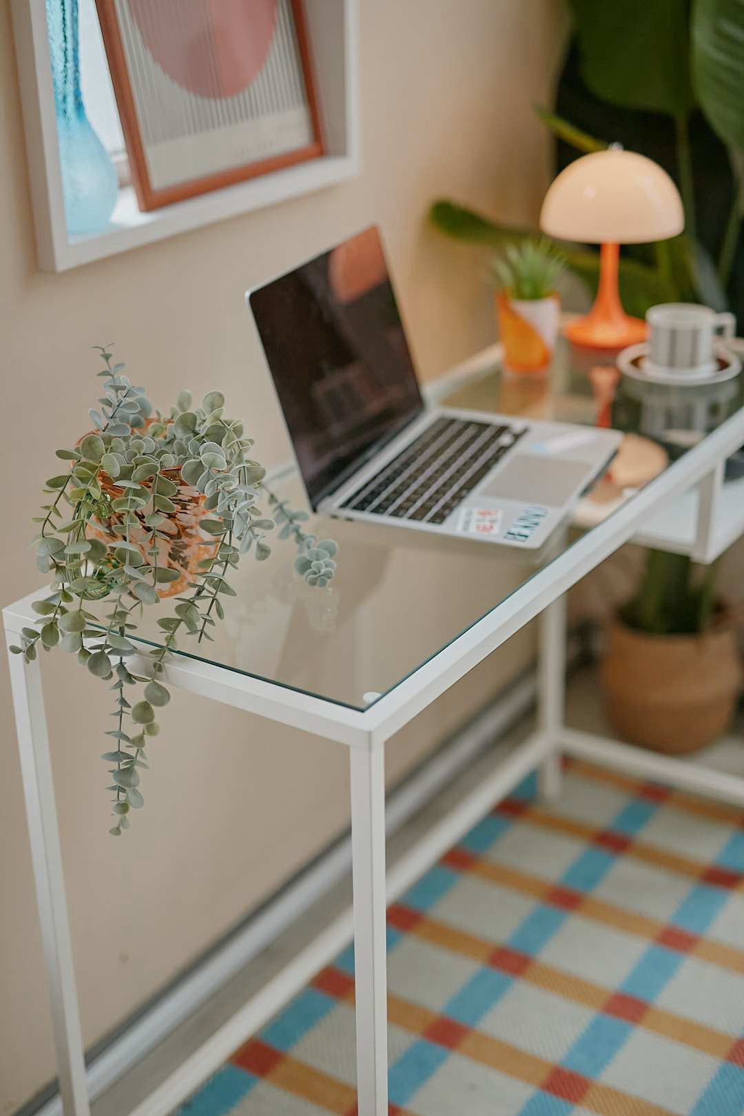 White Frame Glass Desk