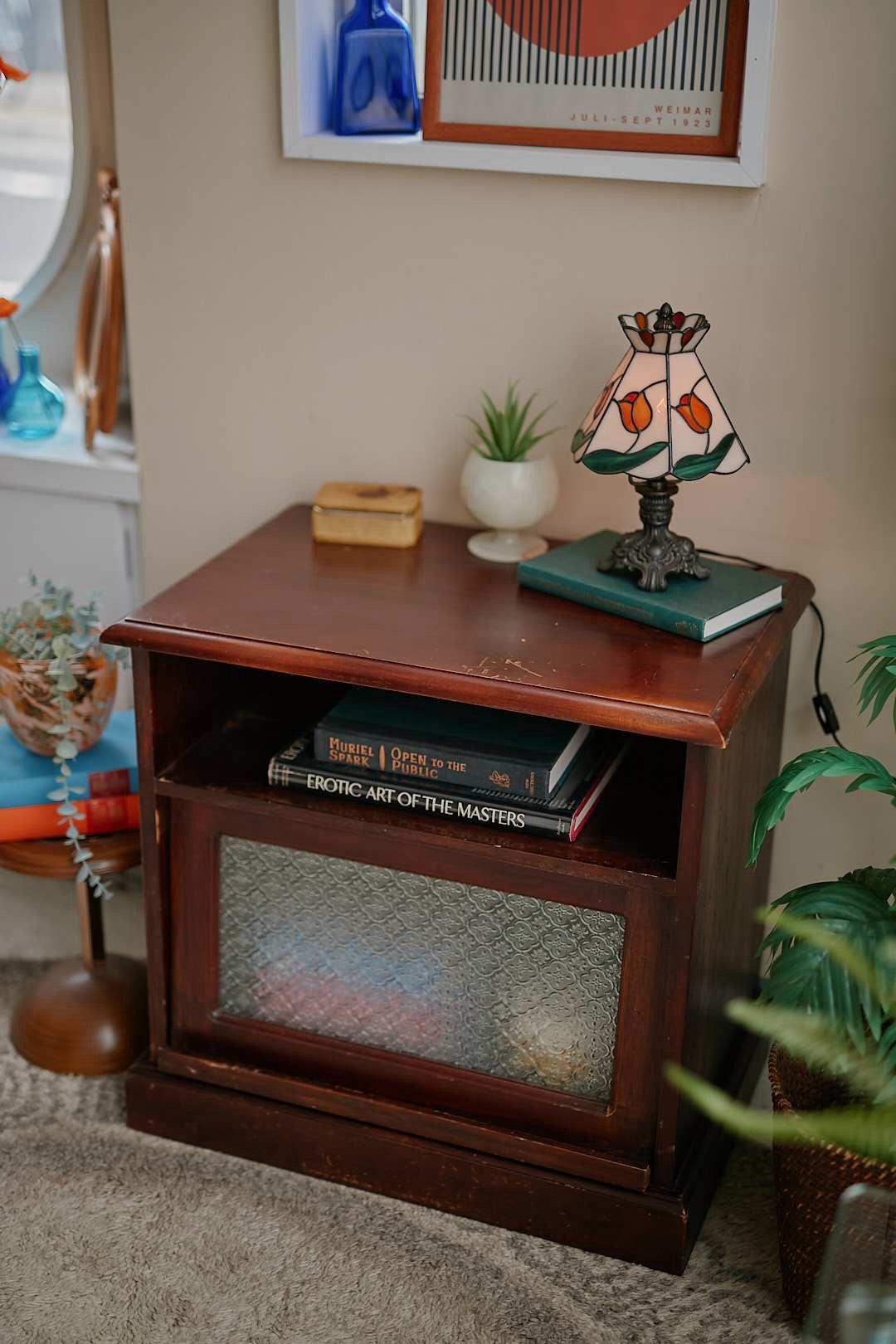 Vintage Patterned Glass Cabinet