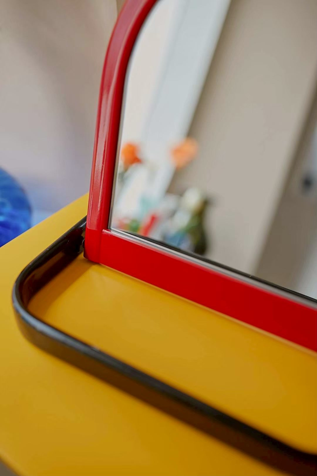 Red frame desk mirror