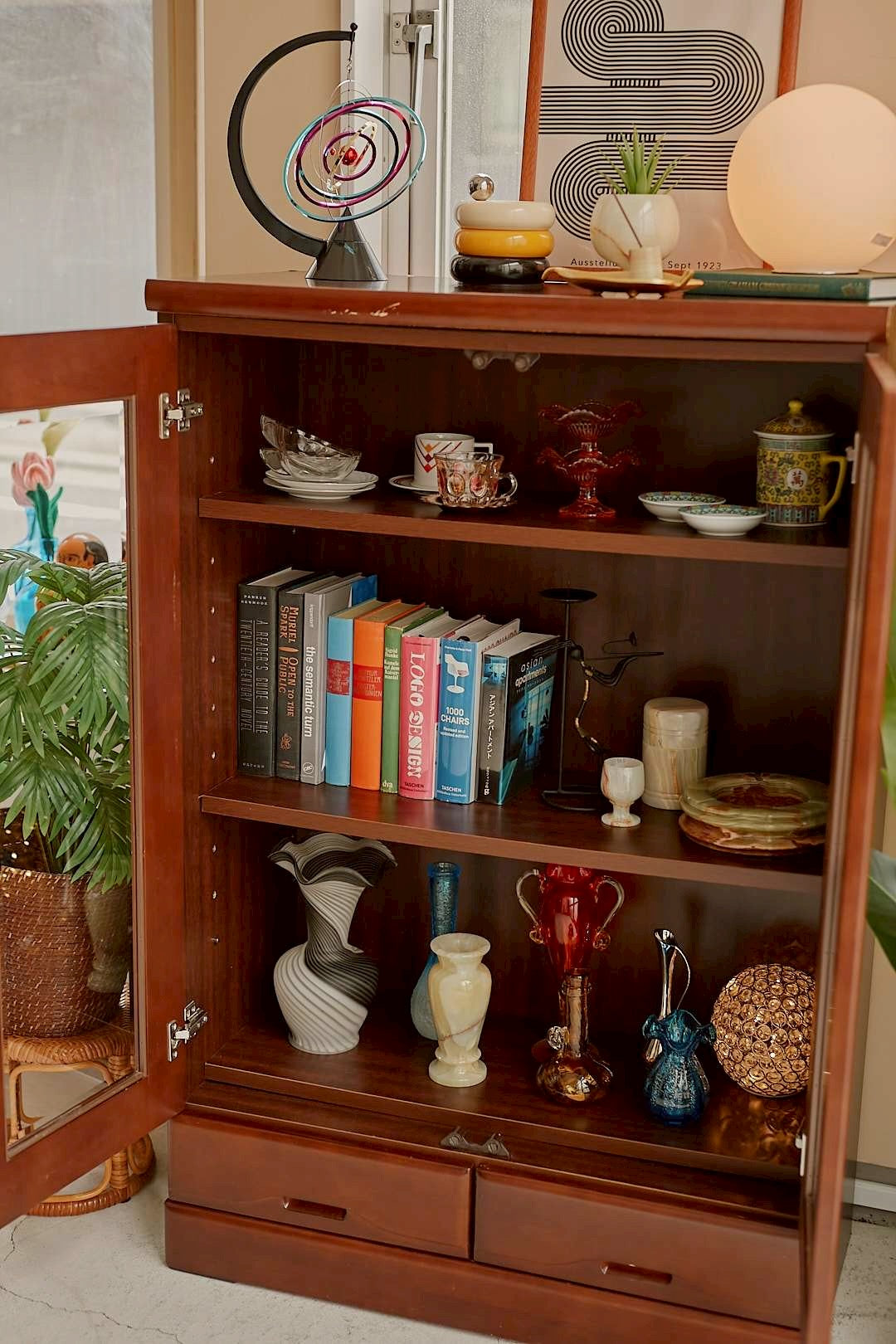 Walnut Display Cabinet
